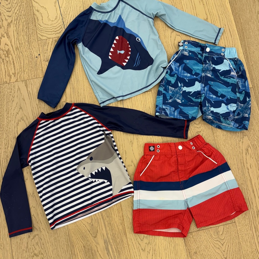 Andy & Evan Shark Kids Swim Set - Blue and Red